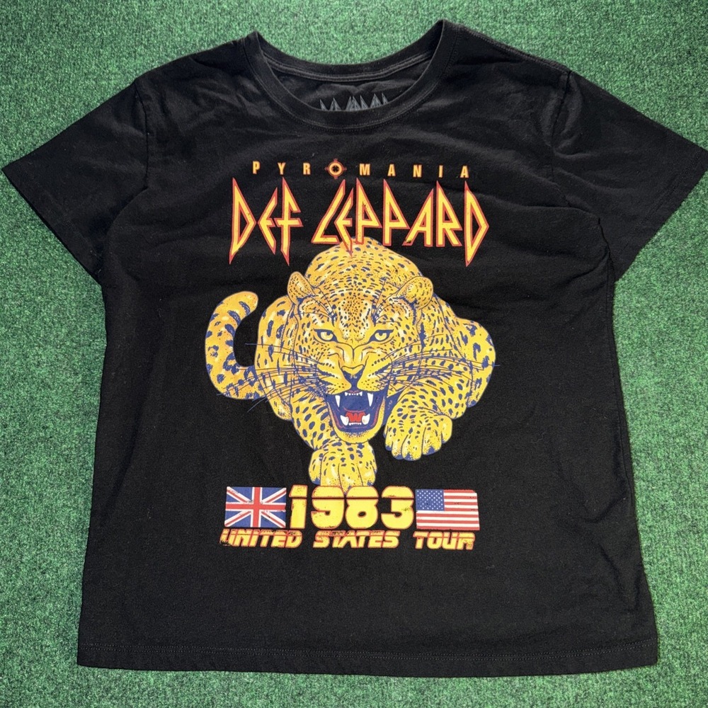 def leppard 1983 Tour Black T Shirt‎  Women's Size Large